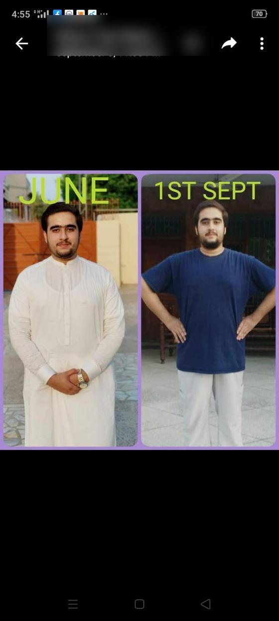 Client message and progress photos shared with permission