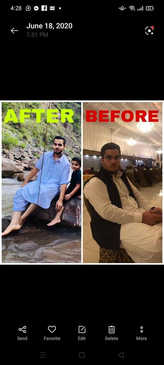 Client message and progress photos shared with permission