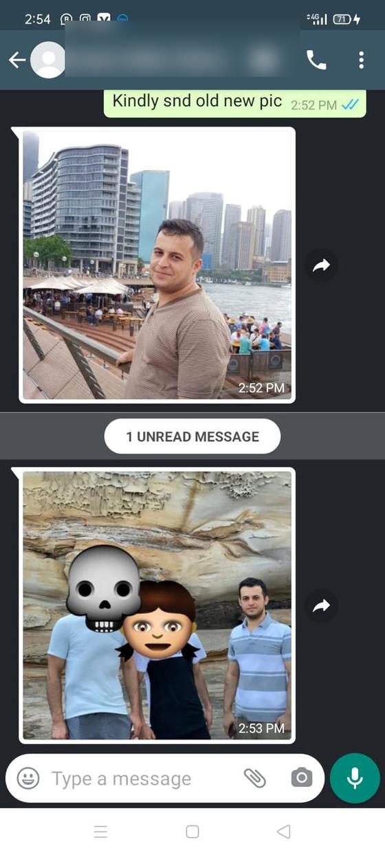 Client message and progress photos shared with permission