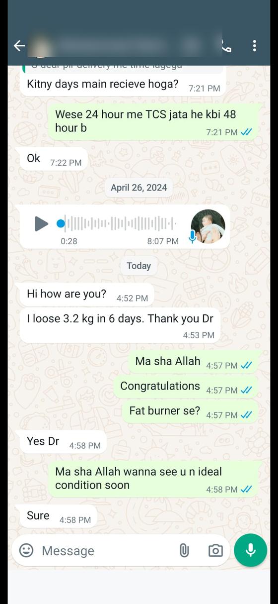 Client message and progress photos shared with permission