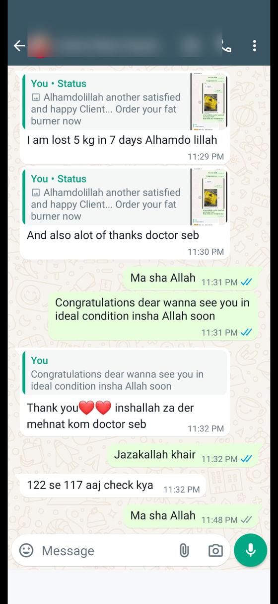 Client message and progress photos shared with permission