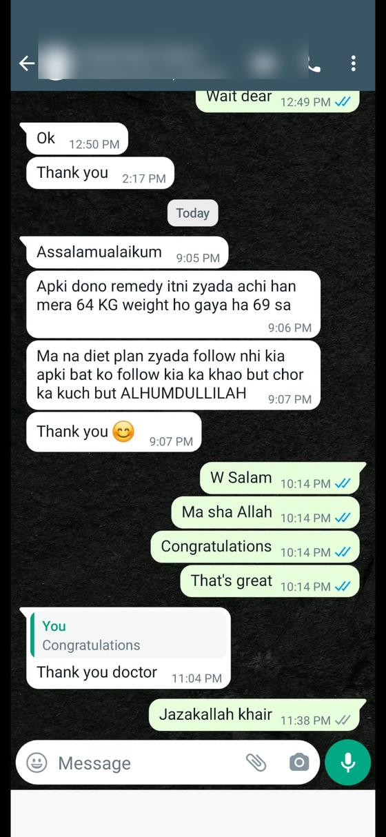 Client message and progress photos shared with permission